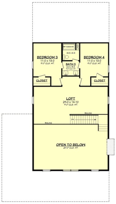 Second Floor Plan for House Plan #307142