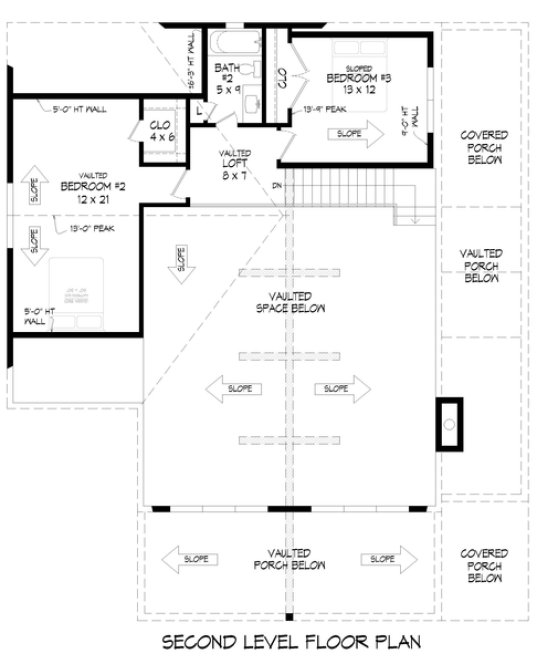 Second Floor Plan for House Plan #698604