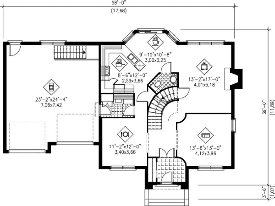 Main Floor Plan for House Plan #171070