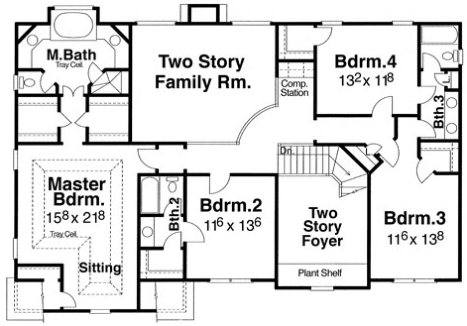 Second Floor Plan for House Plan #121375