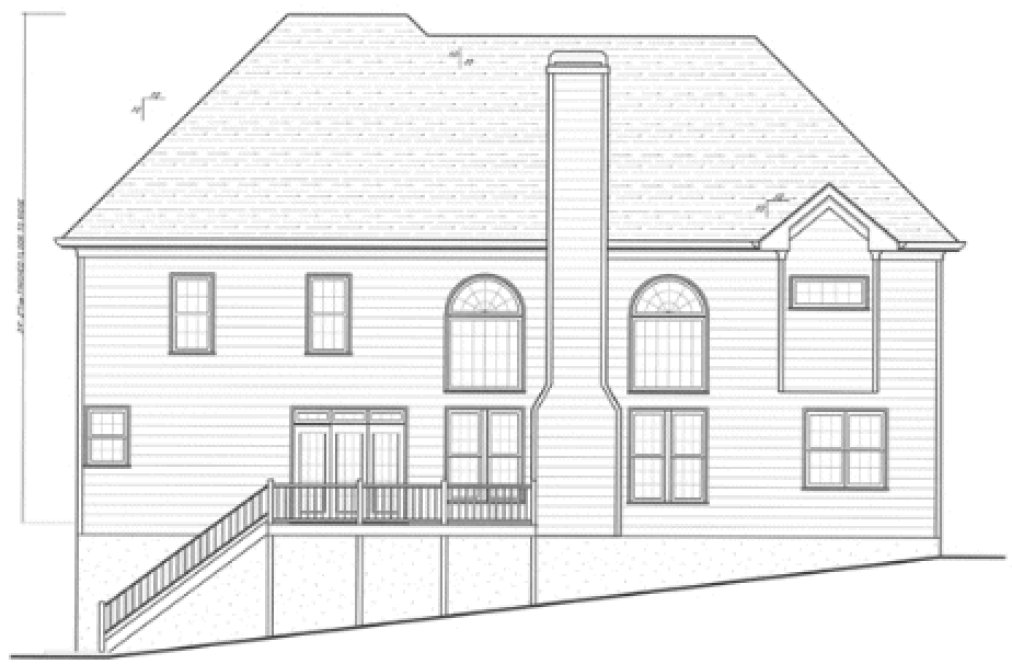 Rear Elevation for House Plan #128876