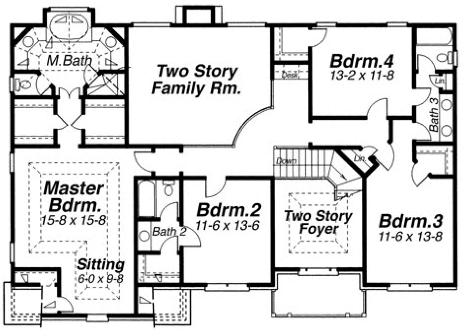 Second Floor Plan for House Plan #128876
