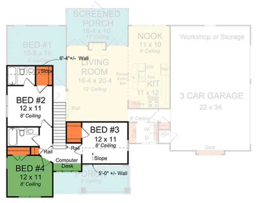 Second Floor Plan for House Plan #242710