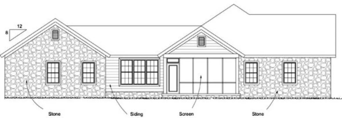 Rear Elevation for House Plan #242430