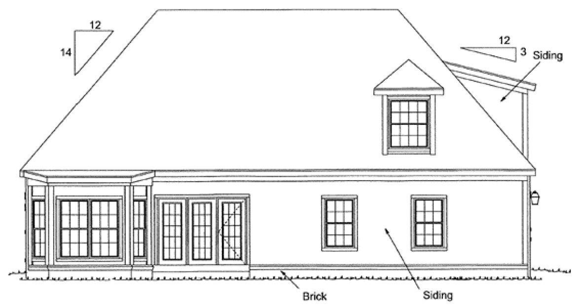 Rear Elevation for House Plan #244000