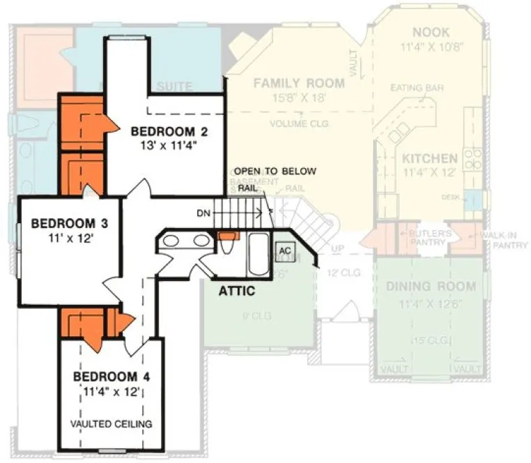 Second Floor Plan for House Plan #244000