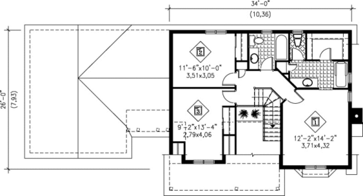 Second Floor Plan for House Plan #170360
