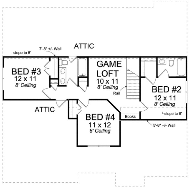 Second Floor Plan for House Plan #247234