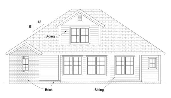Rear Elevation for House Plan #248234