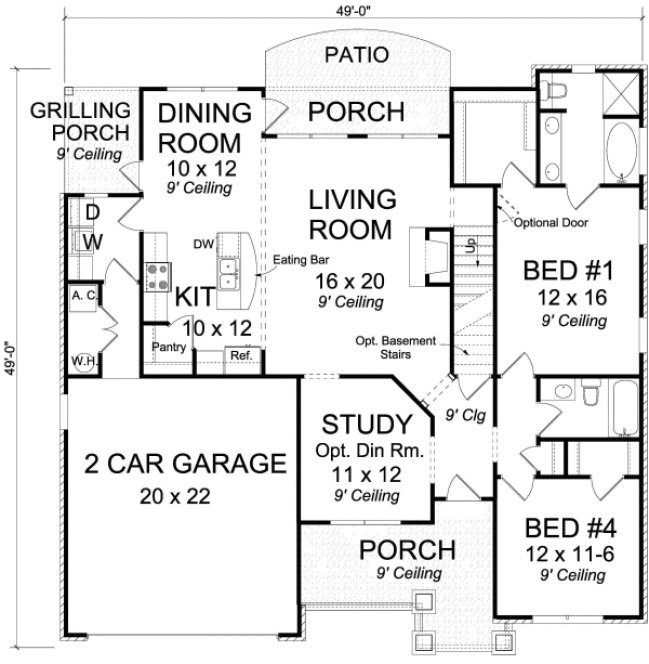 Main Floor Plan for House Plan #248234