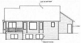 Rear Elevation for House Plan #356021