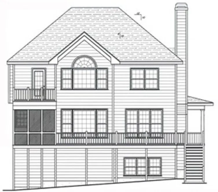 Rear Elevation for House Plan #126142