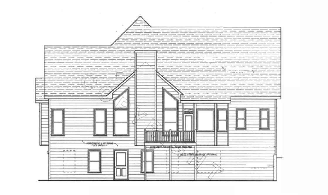 Rear Elevation for House Plan #129822