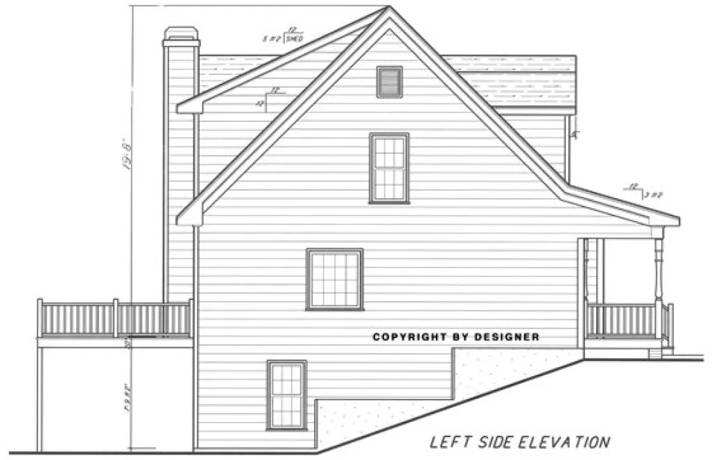 Left Elevation for House Plan #125122