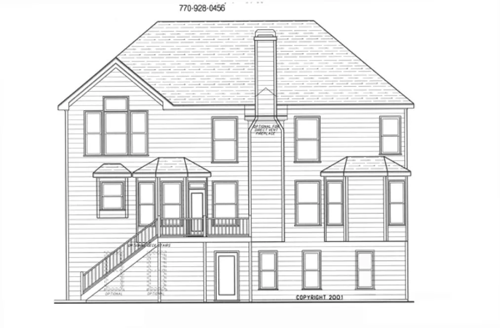 Rear Elevation for House Plan #125122