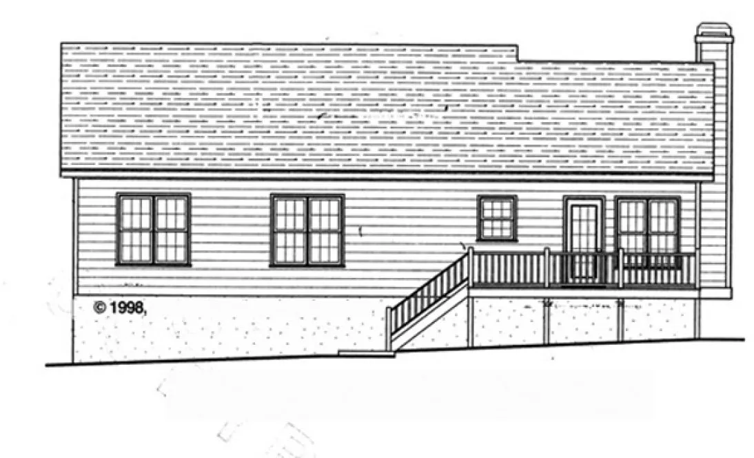 Rear Elevation for House Plan #129731