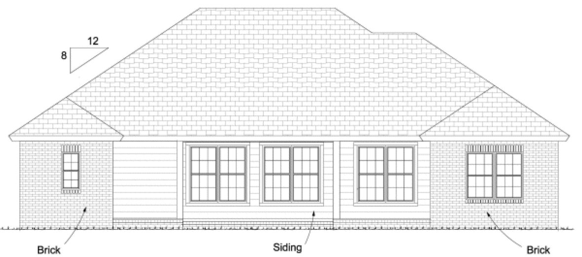 Rear Elevation for House Plan #249234