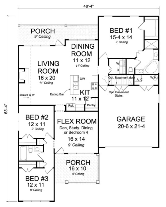 Main Floor Plan for House Plan #240334
