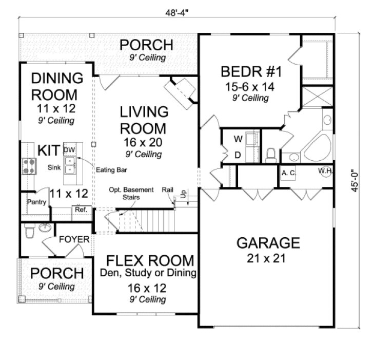 Main Floor Plan for House Plan #241334
