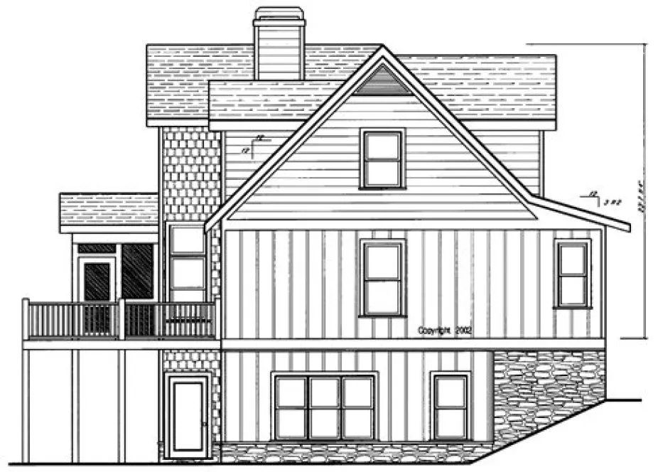 Left Elevation for House Plan #124012