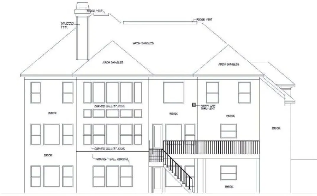 Rear Elevation for House Plan #398210