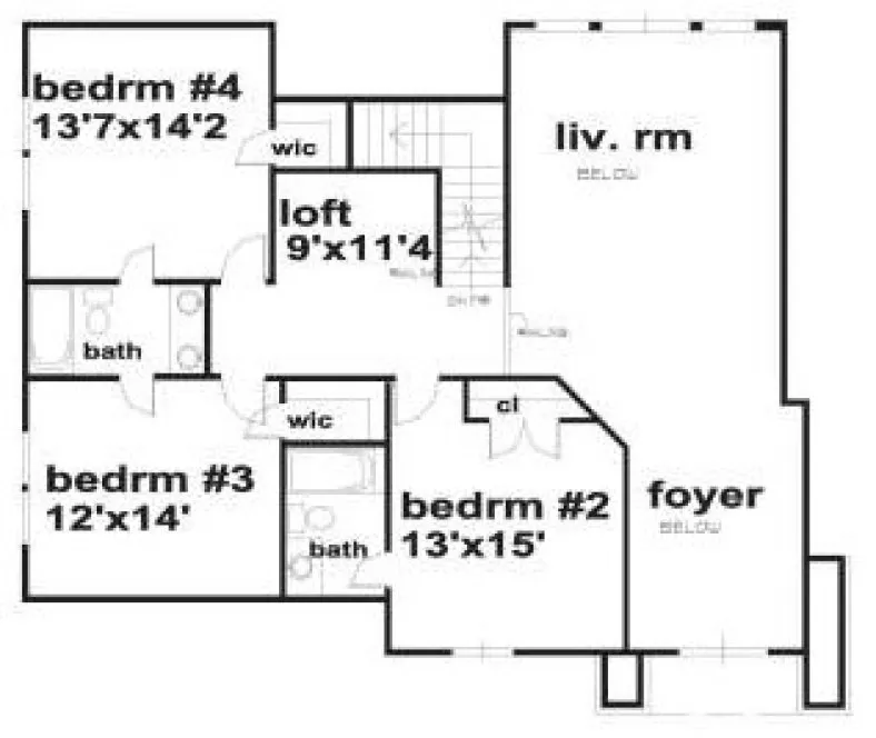 Second Floor Plan for House Plan #392020