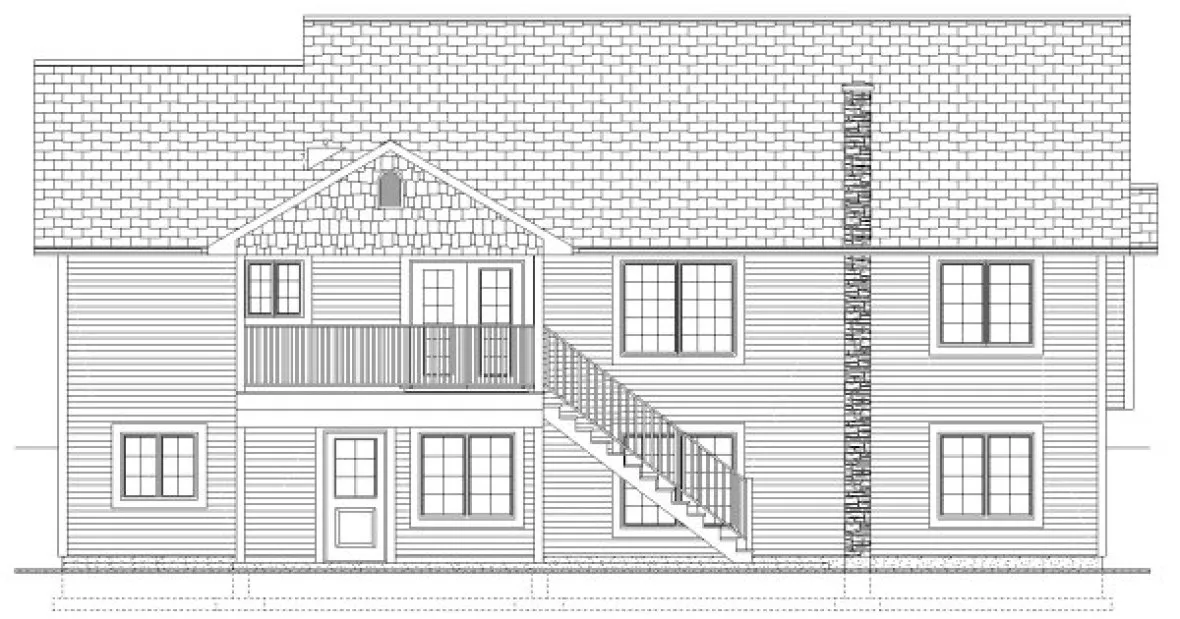 Rear Elevation for House Plan #201778