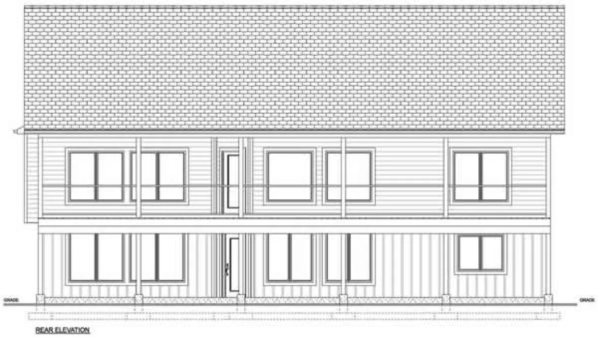 Rear Elevation for House Plan #201781