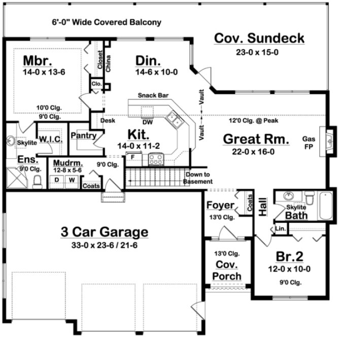 Main Floor Plan for House Plan #201781