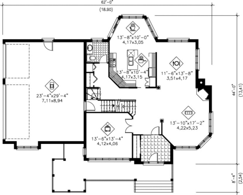 Main Floor Plan for House Plan #179370