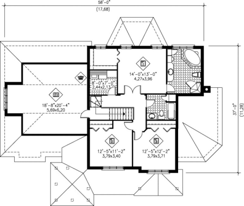 Second Floor Plan for House Plan #179370