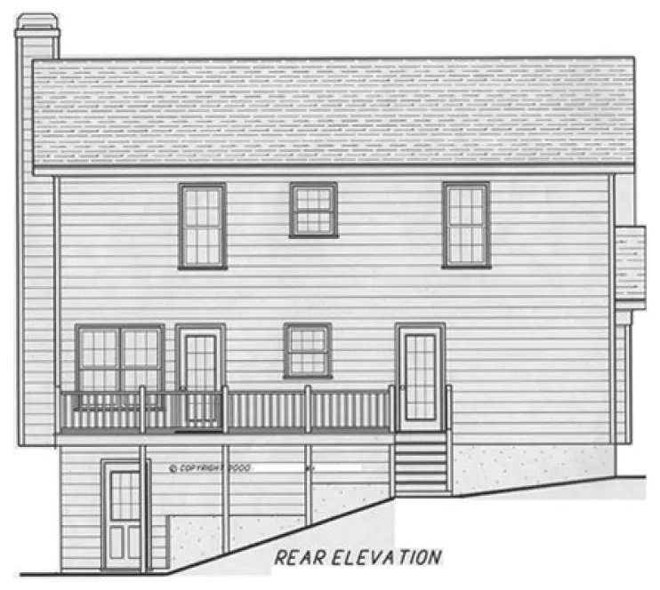 Rear Elevation for House Plan #123551