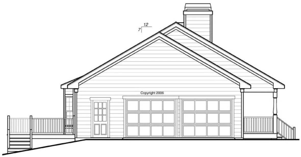 Left Elevation for House Plan #122061