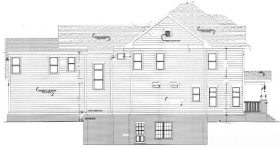 Left Elevation for House Plan #129497