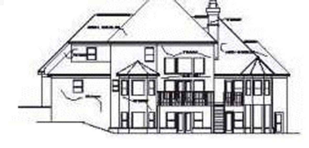 Rear Elevation for House Plan #390500