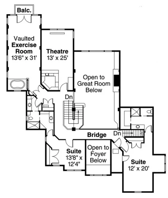 Second Floor Plan for House Plan #343843
