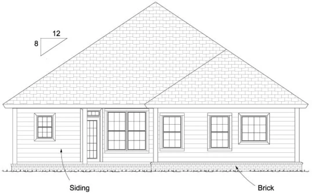 Rear Elevation for House Plan #242334