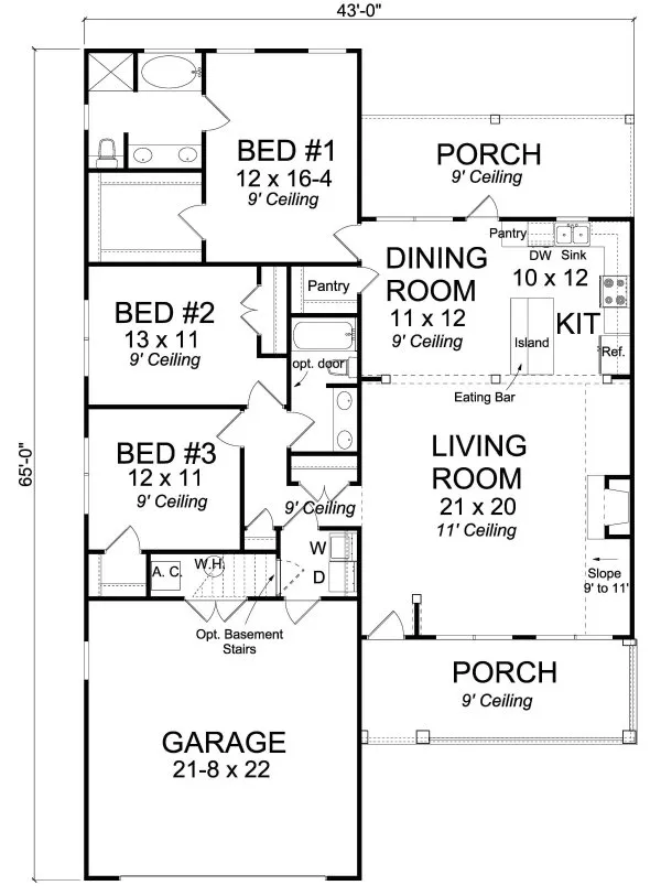 Main Floor Plan for House Plan #242334