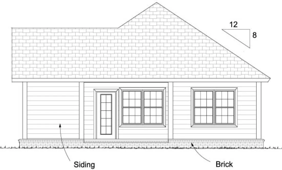 Rear Elevation for House Plan #245334