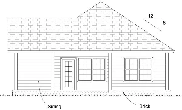 Rear Elevation for House Plan #245334