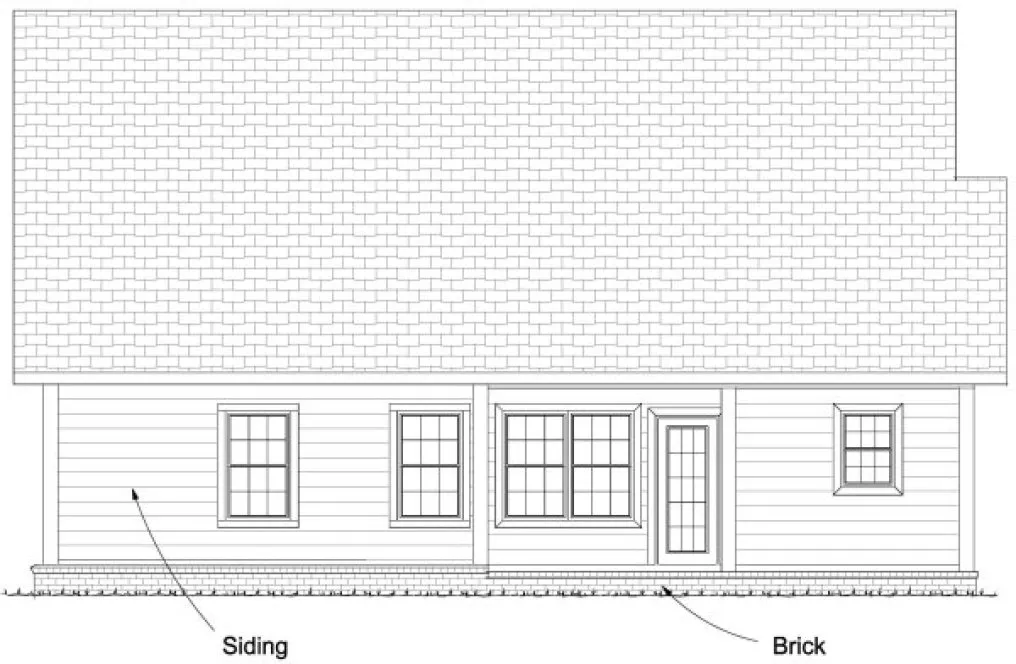 Rear Elevation for House Plan #243334