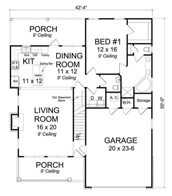 Main Floor Plan for House Plan #243334