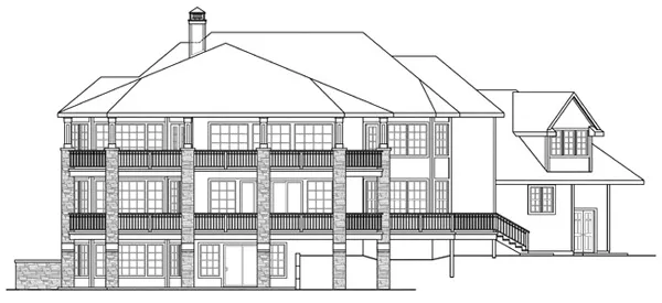 Rear Elevation for House Plan #345973