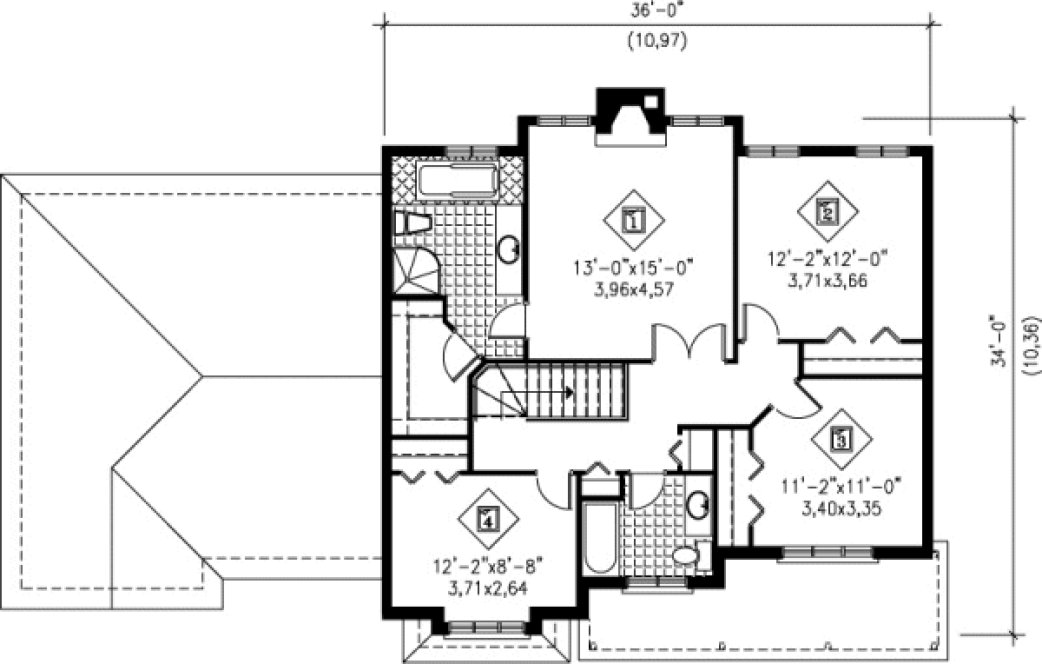 Second Floor Plan for House Plan #170450