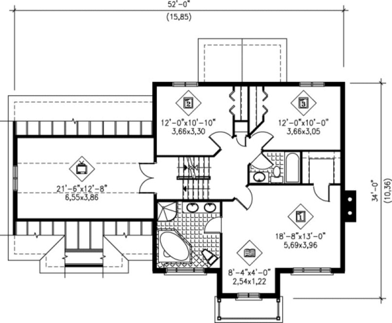 Second Floor Plan for House Plan #171460