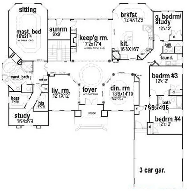 Main Floor Plan for House Plan #394720