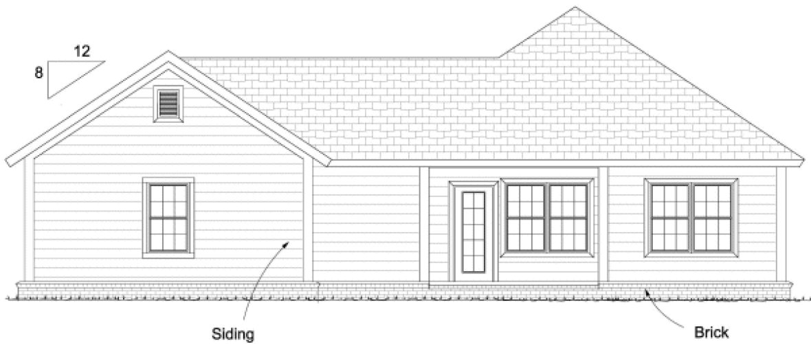 Rear Elevation for House Plan #244334