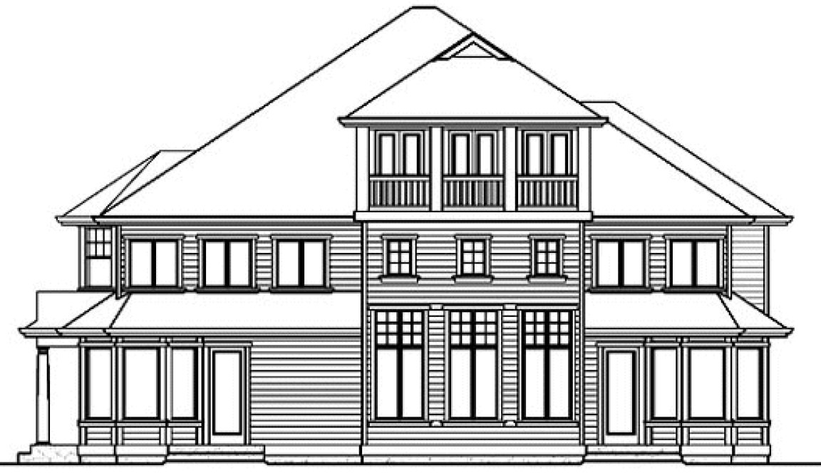 Rear Elevation for House Plan #335194