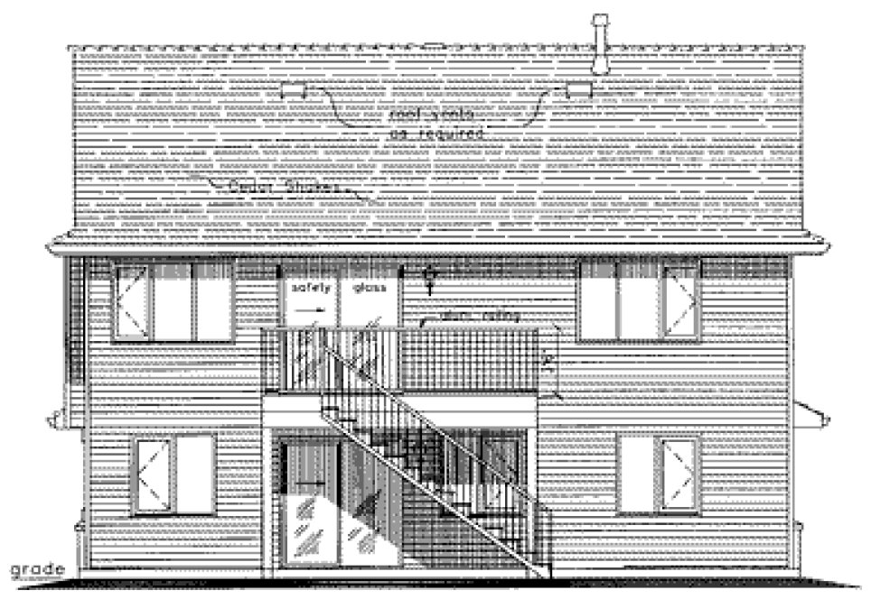 Rear Elevation for House Plan #135213
