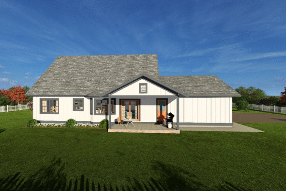 Rear Elevation for House Plan #202020